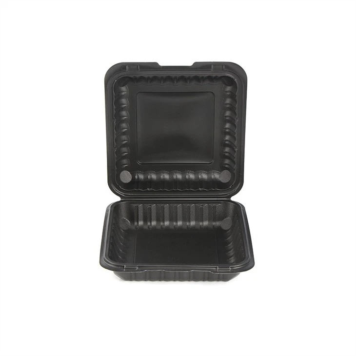 8inch Black Eco Friendly Microwavable Clamshell Plastic Takeaway Food Container Disposable Lunch Box For Food Packaging