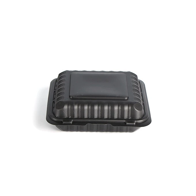 8inch Black Eco Friendly Microwavable Clamshell Plastic Takeaway Food Container Disposable Lunch Box For Food Packaging