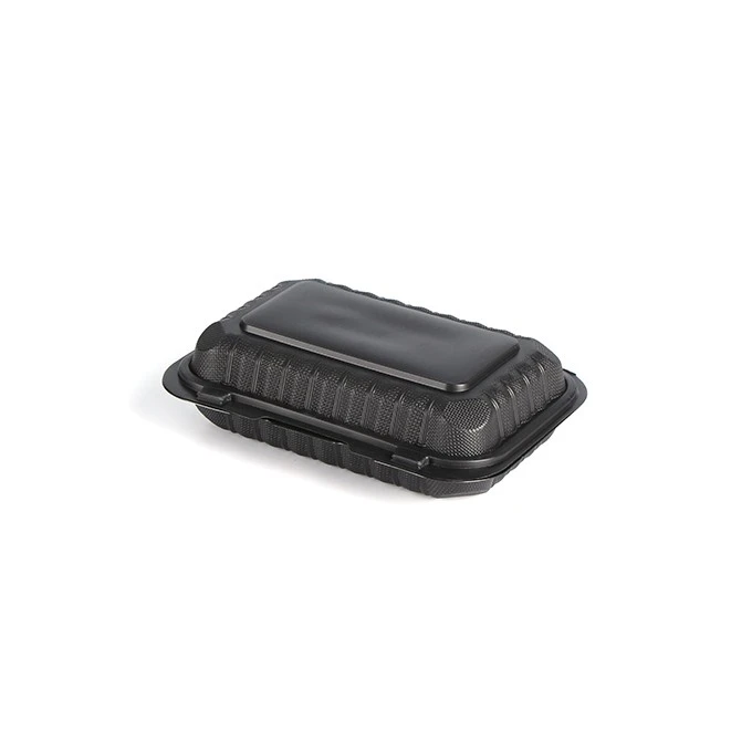 8inch Black Eco Friendly Microwavable Clamshell Plastic Takeaway Food Container Disposable Lunch Box For Food Packaging