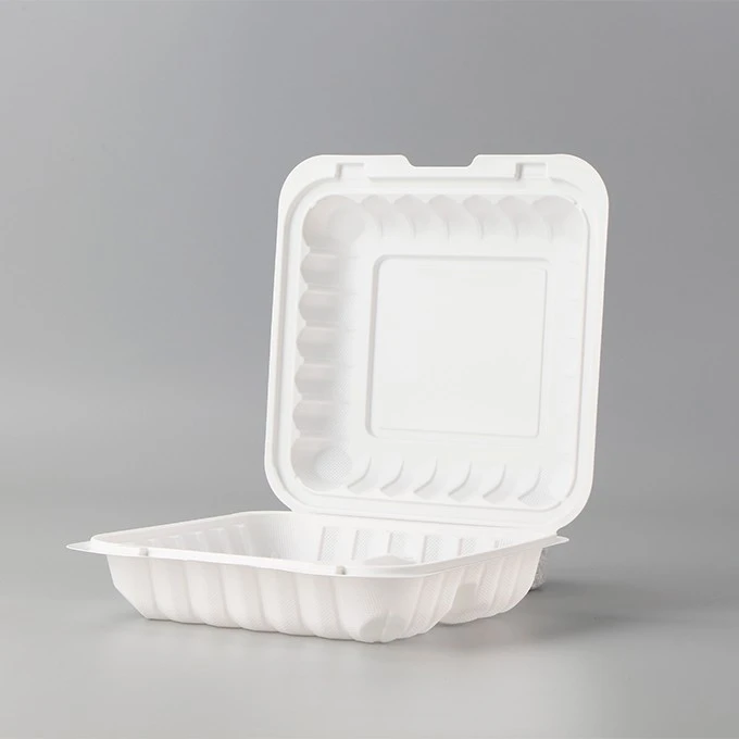 8x8inch Fried Chicken Chips Packaging Biodegradable Food Container Disposable PP Lunch Box Microwave Takeaway Hinged Box