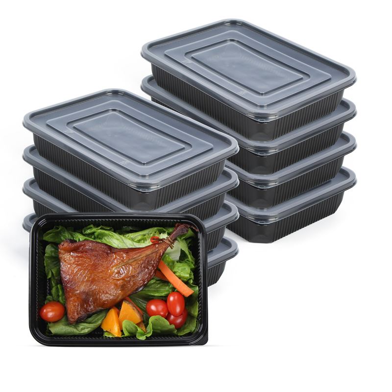 850ml Cynhwyswyr Bwyd Ffres Plastig tafladwy 3 Blwch Pecynnu Bento Cinio Bent...