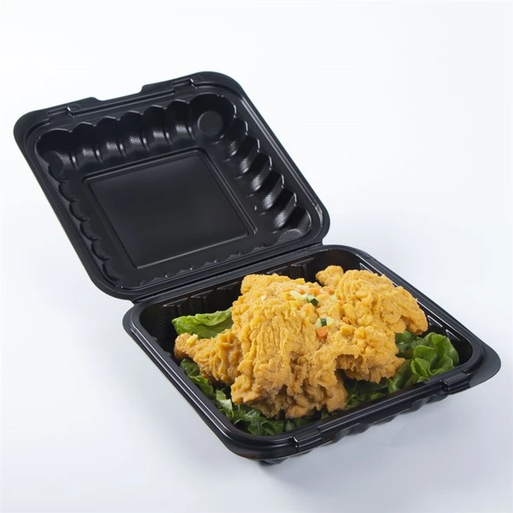 9x9" Black Clamshell Tynnwch Blwch Bento Allan