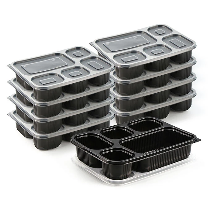 Blwch Bento 5 Compartment tafladwy