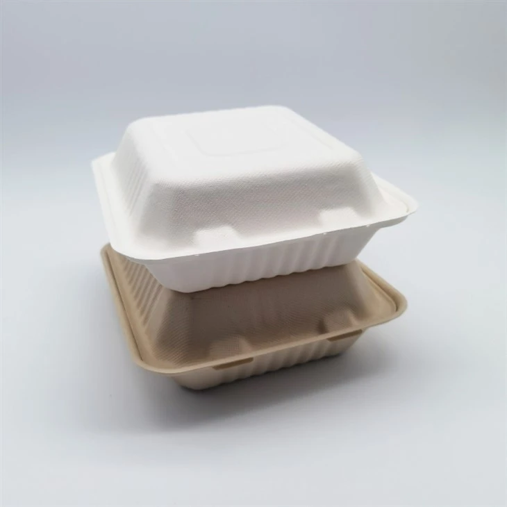 Pydradwy Sugarcane Bagasse Fiber Mwydion Papur Takeout Cynhwysydd