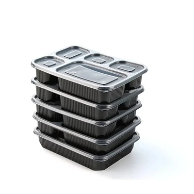 Sampl Rhad ac Am Ddim Bwyty Du Cinio Bento Blwch 2 Compartment Cynhwysydd Bwy...